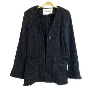 Rodebjer Maggie Blazer Women S Black Italian Waffle Knit Officecore Slim Fit